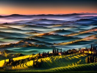 Tuscany landscape. AI generated illustration