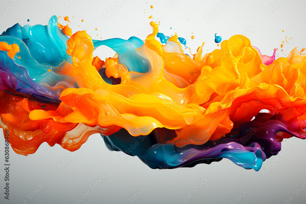 Poster abstract background of colorful ink in water,generative ai
