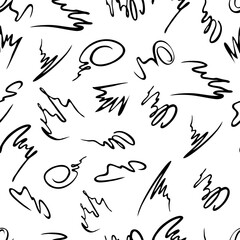 seamless background of abstract doodle lines. Pen strokes. Black swirls of lines on a white background