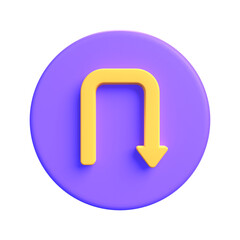 turn back symbol 3d icon design