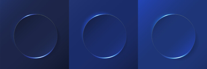 Dark blue paper cut background. Abstract realistic layered circle papercut decoration illustration for presentation, banner, cover, web, flyer, card, poster, wallpaper, texture, slide, social media