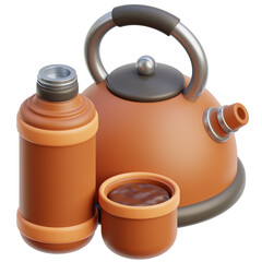 thermos and kettle 3d icon design