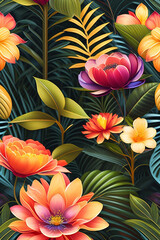 a lush floral background inspired by tropical destinations - AI Generative
