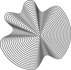 Organic tree rings pattern. Wooden topography circle. Abstract concentric lines. Rippled wavy shape.