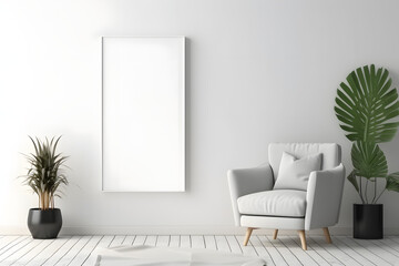 Minimal Interior Decor Picture Frame Mockup, generative, ai