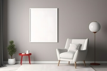 Serene and Minimalistic Living Space Picture Frame Mockup, generative, ai