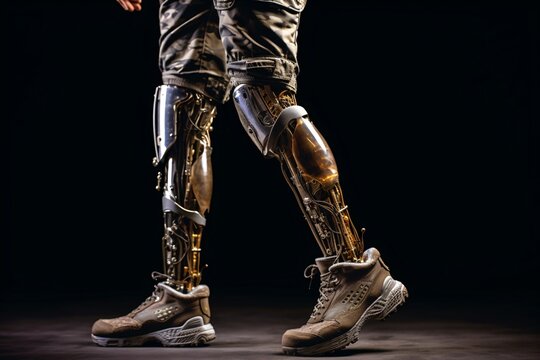 Bionic prosthetic leg. Cybernetic technologies in prosthetics. Leg prosthesis.