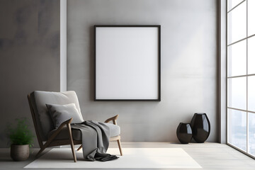 Subtle and Cozy Living Area Picture Frame Mockup, generative, ai