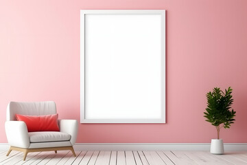 Minimal Frame in Serene Ambiance Picture Frame Mockup, generative, ai