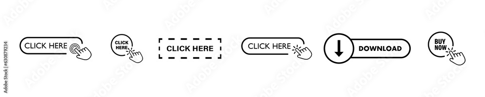 Poster vector web buttons - click here, buy now, download. elements for website.