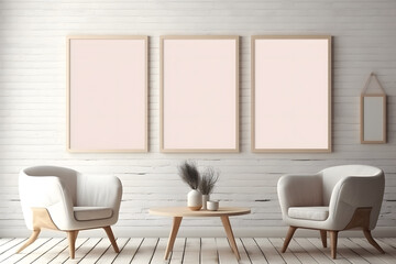 Serene and Stylish Gallery Scene Picture Frame Mockup, generative, ai