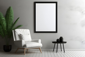 Polished and Inviting Living Area Picture Frame Mockup, generative, ai