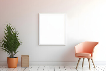 Neutral and Balanced Interior Ambiance Picture Frame Mockup, generative, ai