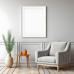 Serene and Contemporary Wall Decor Picture Frame Mockup, generative, ai