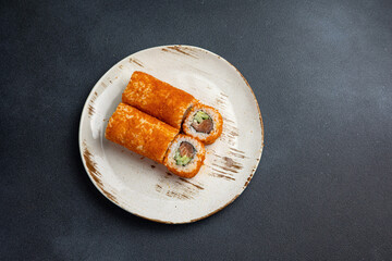 Delicious tuna roll, Japanese cuisine.  Close up 