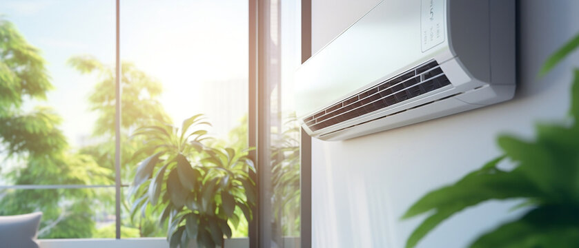 Split Air Conditioner On A White Wall Stock Photo - Download Image Now - Air  Conditioner, Heat Pump, Equipment - iStock
