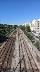 Fototapeta premium Many railways run along the outskirts of the city of Lisbon