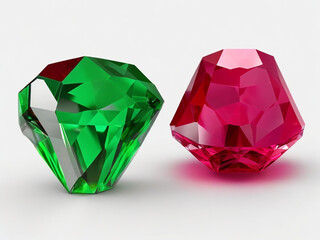 Colorful diamonds on a white background. 3d render illustration.