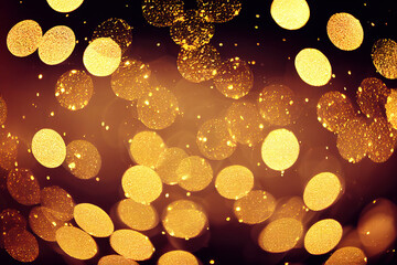 Golden round bokeh on a gradient background. photo effect. AI-generated