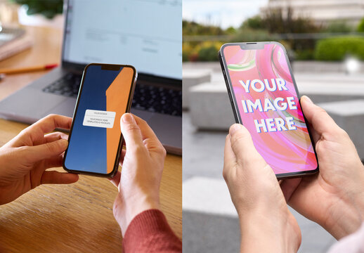 Two Images of a Person Holding a Smartphone Mockup