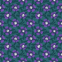 Autumn floral seamless Halloween skulls flower pattern for wrapping paper and fabrics and kids clothes print