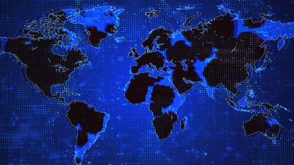 Global map of the world with dark areas