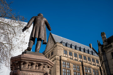 Memorial statue in front of Manchester City Council UK