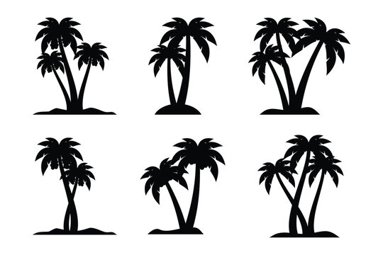 Palm tree silhouette vector collection.