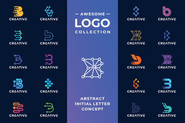 Set of Letter B digital connection logo concept. © Dendika