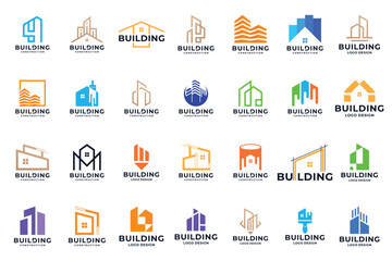 Fototapeta na wymiar Mega collection of building logo design.
