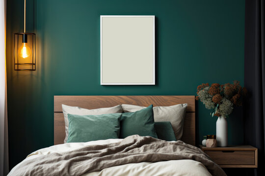 Bedroom room wall art display mockup