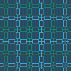 Teal color checkered pattern of decorative colorful chains. Vector illustration, perfect for packaging design, wallpaper, home interior decoration. Surface pattern design