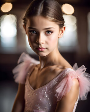 portrait of a 10 year old ballerina girl - generative ai
