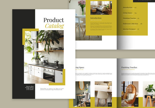 Minimal Product Catalog Layout with Yellow Accent Color