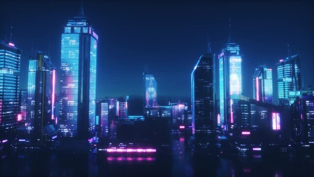 Futuristic CyberPunk Cityscape view Loop