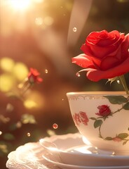 cup of tea with rose petals