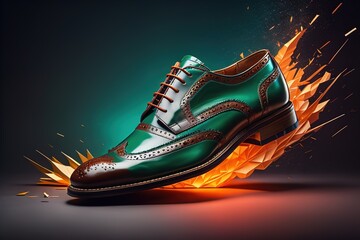 Men's shoes on a solid colour background. Studio shot. ai generative - obrazy, fototapety, plakaty