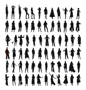 Image of female silhouettes. Woman, female, maiden, lass, lady, girl