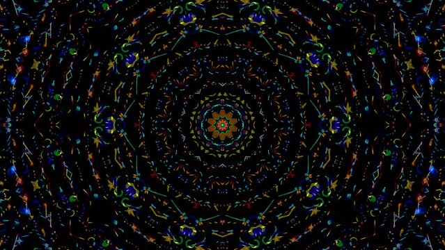 Abstract Kaleidoscope pattern with full colors. Magic mandala. 4k	
