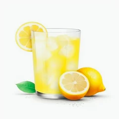 Foto op Plexiglas Glass of lemon juice isolated on a white background © Ricardo Costa