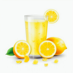 Glass of lemon juice isolated on a white background