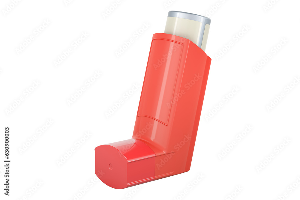 Poster metered-dose inhaler, 3d rendering isolated on transparent background