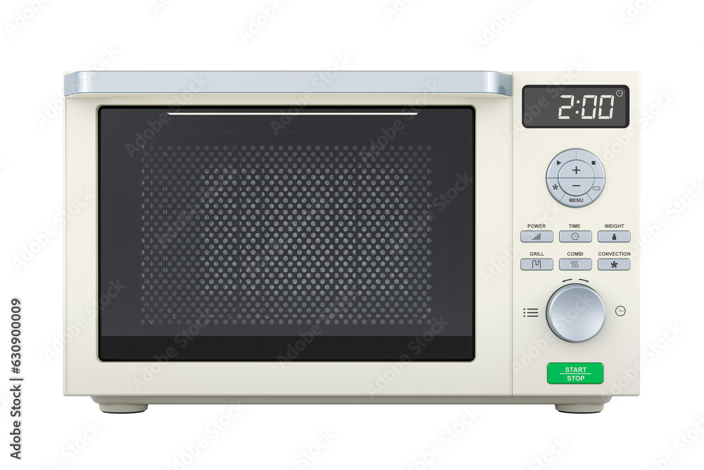 Poster microwave, combination oven. 3d rendering isolated on transparent background