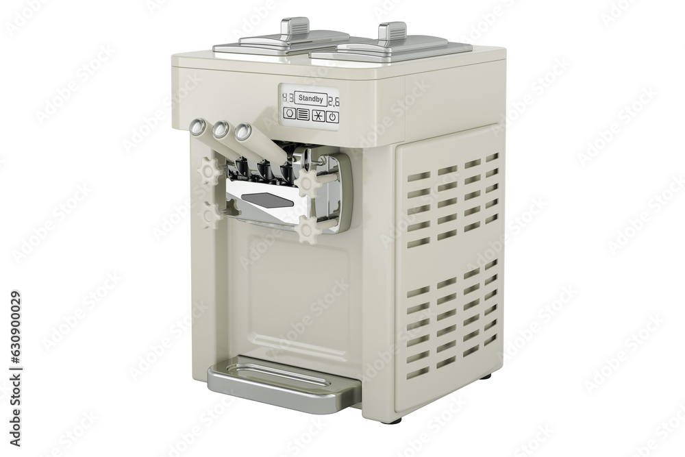 Poster ice cream machine, 3d rendering isolated on transparent background