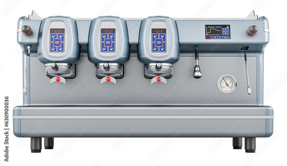 Poster coffee machine professional, 3d rendering isolated on transparent background