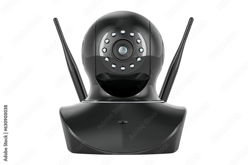 Poster black ip camera, 3d rendering isolated on transparent background