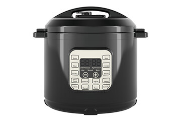 Black Automatic Multicooker, 3D rendering isolated on transparent background