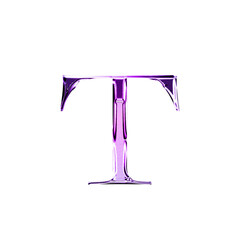 T purple metallic luxury chrome alphabet font