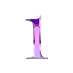 One purple metallic luxury chrome alphabet number font