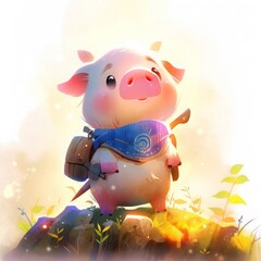 豚のイラスト,Generative AI AI画像
